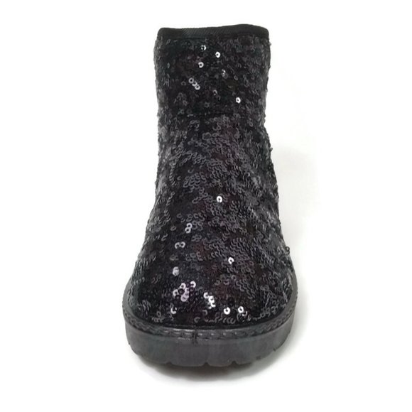 DADAWEN Women's Waterproof Cold Weather Snow Boot Black Sequin Size US 6.5 EUR 3 - Picture 4 of 8